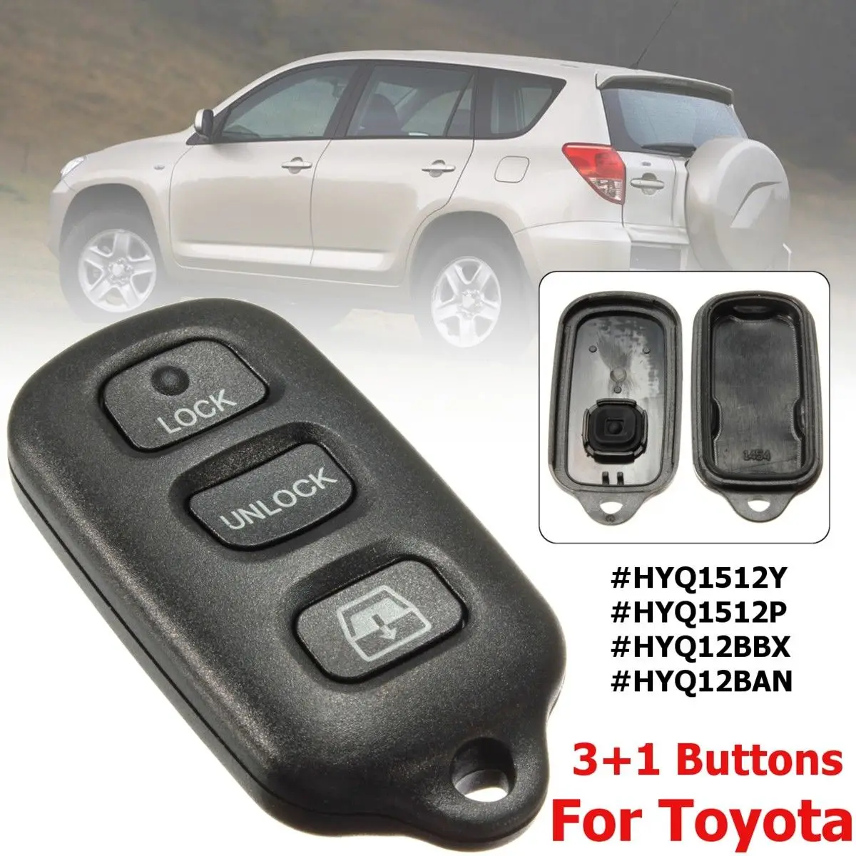 4 Button Replacement Keyless Car Remote Key Fob Shell Case For Toyota 4Runner Camry ... HYQ1512Y HYQ1512P HYQ12BBX HYQ12BAN
