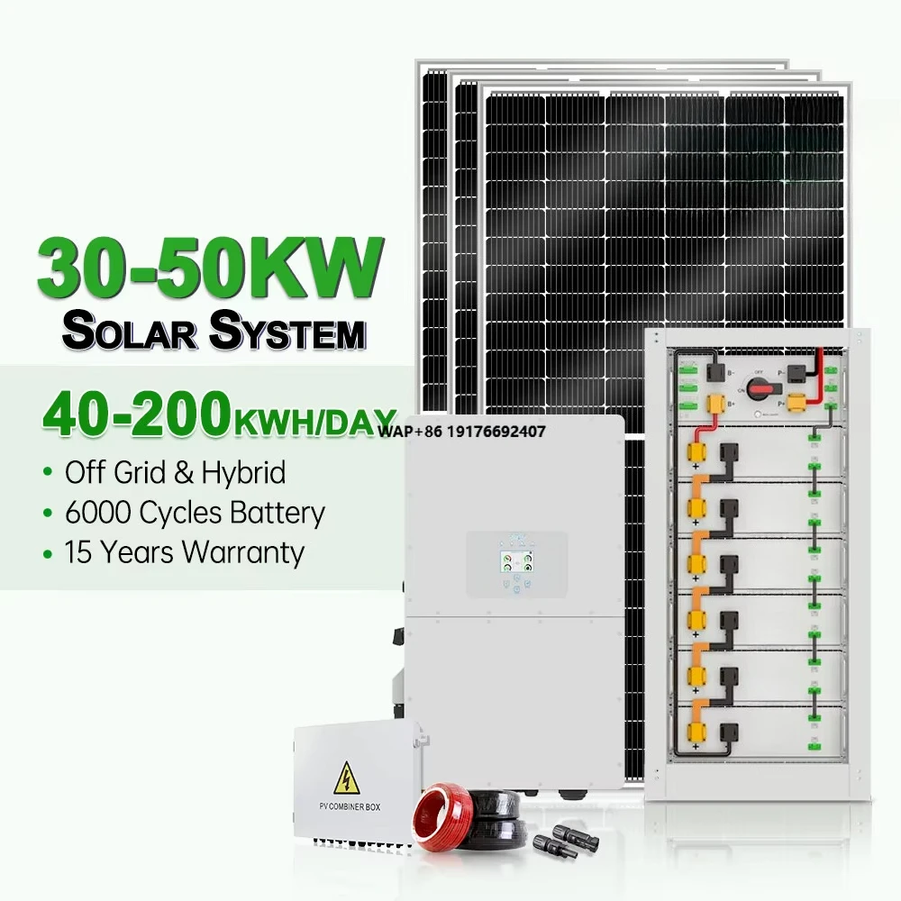 2025 Hot Sale Complete House Solar System Kit  30kw 40kw 50kw 80kw 100kw Hybrid Solar Energy System for Home Use