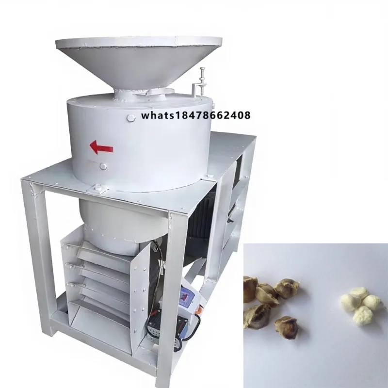 Automatic Dry Moringa Seeds Peeling & Shelling Machine with 2.2kw Motor Carbon Steel Construction 200kg/h Capacity