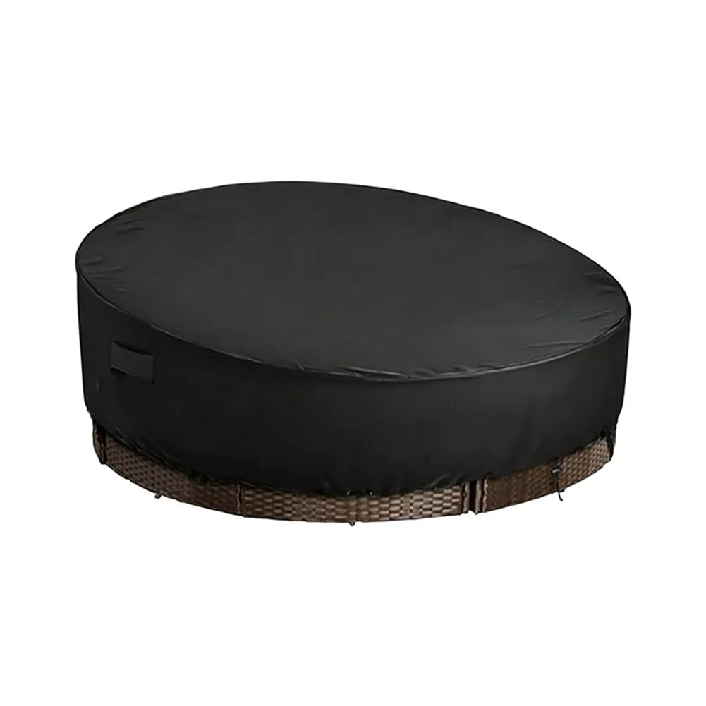 Outdoor Round Daybed Cover Oxford Fabric Patio Garden Sofa Dust Protector With Elastic Hem And Drawstring For All Weather