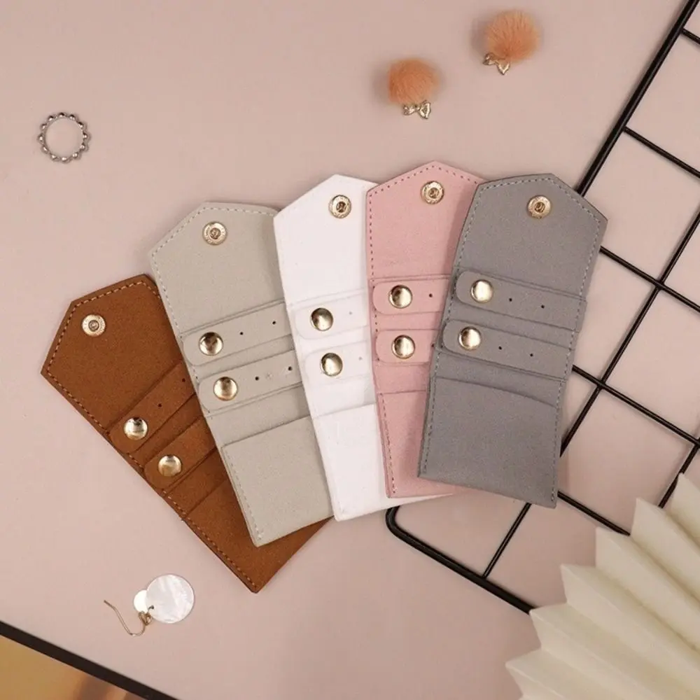 أكياس تخزين المجوهرات الصغيرة الأنيقة زر المفاجئة ستوكات الجلود القرط الدائري المنظم الهدايا قلادة التعبئة والتغليف الحقيبة