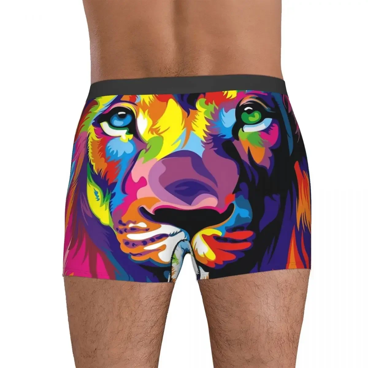 Boxer Unterhose Shorts Banksy Regenbogen Löwe Höschen Männer atmungsaktive Unterwäsche für Homme Mann Freund Geschenk