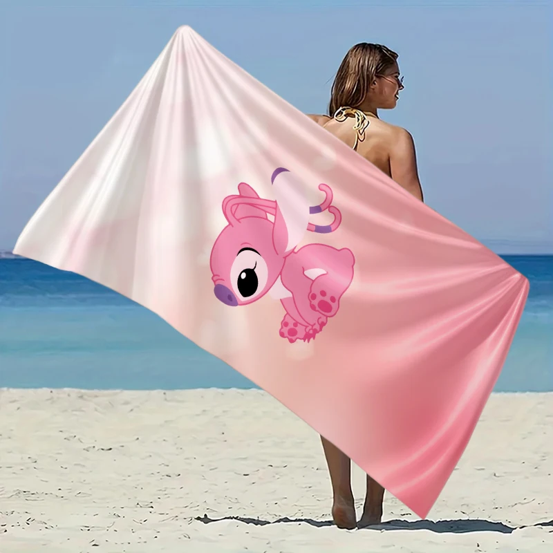 

Stitch Theme Beach Towel Elastic Great for Beach, Pool, Travel Party Easter Swimming QuickDry Fiber Lightweight Fabric Easy Fold