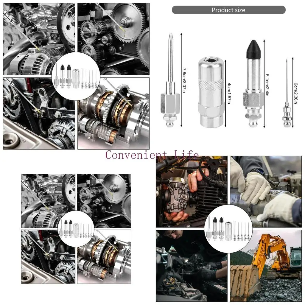 

L1EE Set of 9 Greases Guns Needle Nozzle Set For Tight Space Automotive Maintenance