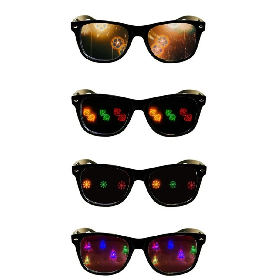 Special Effects Glasses 8 Style Sunglasses Women Stars Love Smiling Football Dollar Snowflake Change Light Different Shapes Gift