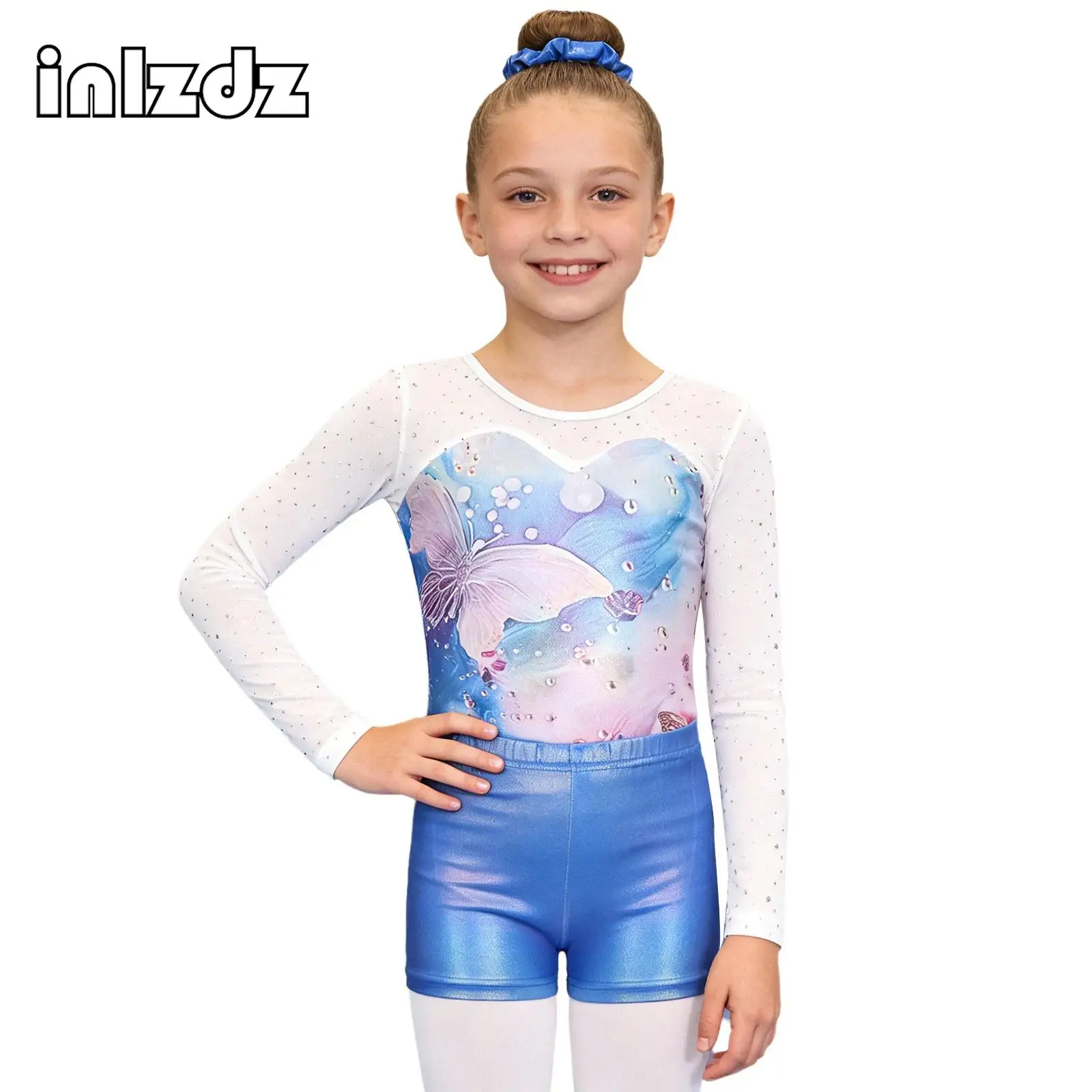 

3-Piece Ballet Costume Set Sparkle Gymnastics Leotard for Girls Athletic Tank Bodysuit +Shorts Sleeveless Ballerina Dancewear