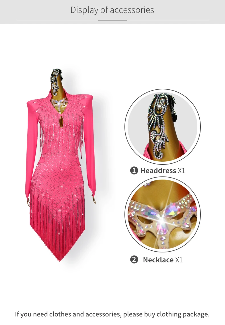 Lateinamerikanische Tanzkleider, Damen-Wettkampf- und Übungskleidung, Damenanzug, Ballkleider für Partys, sexy Partykostüm, Abendtanzkleidung für Mädchen. – Detail 4