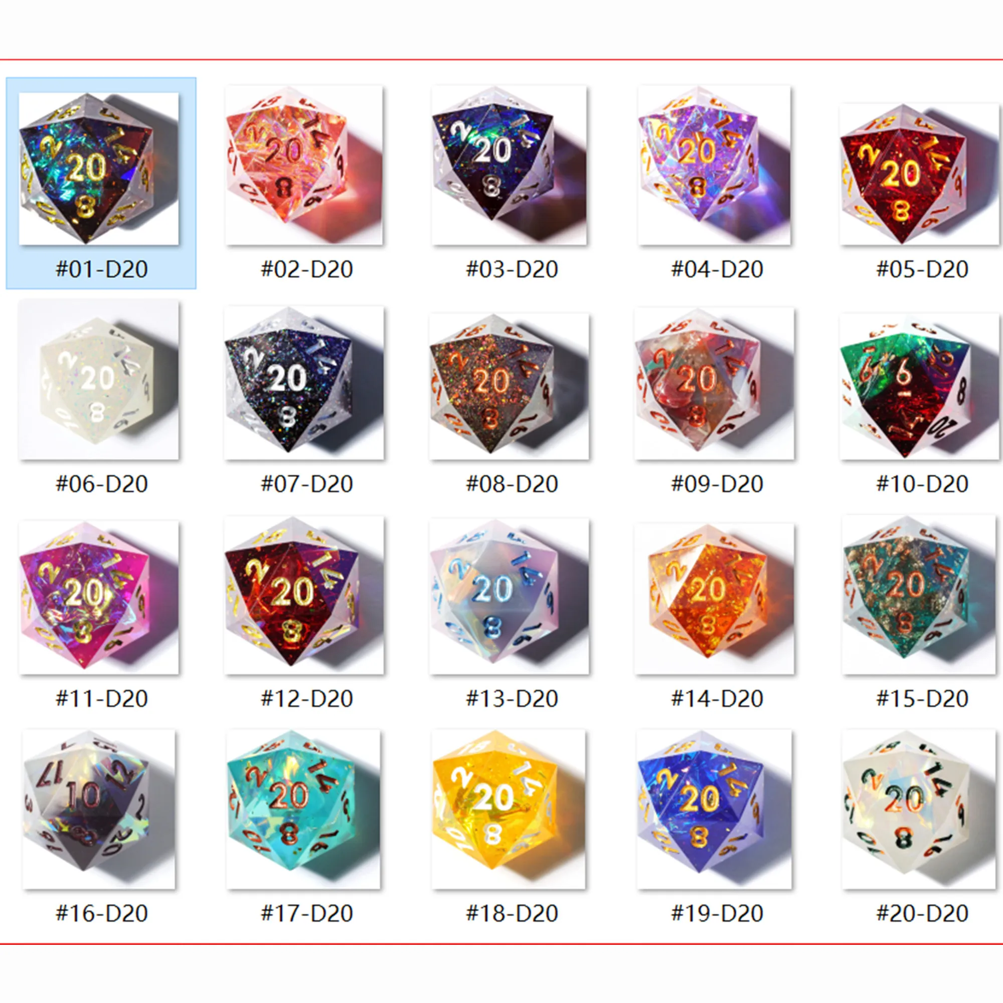 MINI PLANET Blind Box D20 Dice Polyhedral Resin 20 sided Dice TRPG Desktop Game Layered Sticker Flower Dragon Eye D20 Blind Box