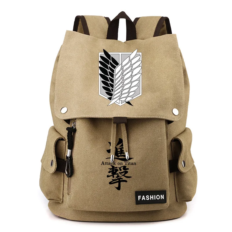 Anime Attack on Titan Cosplay Backpack Large Capacity Teenager Schoolbag Unisex Fashion Outdoor 14inch Laptop Canvans Traval Bag