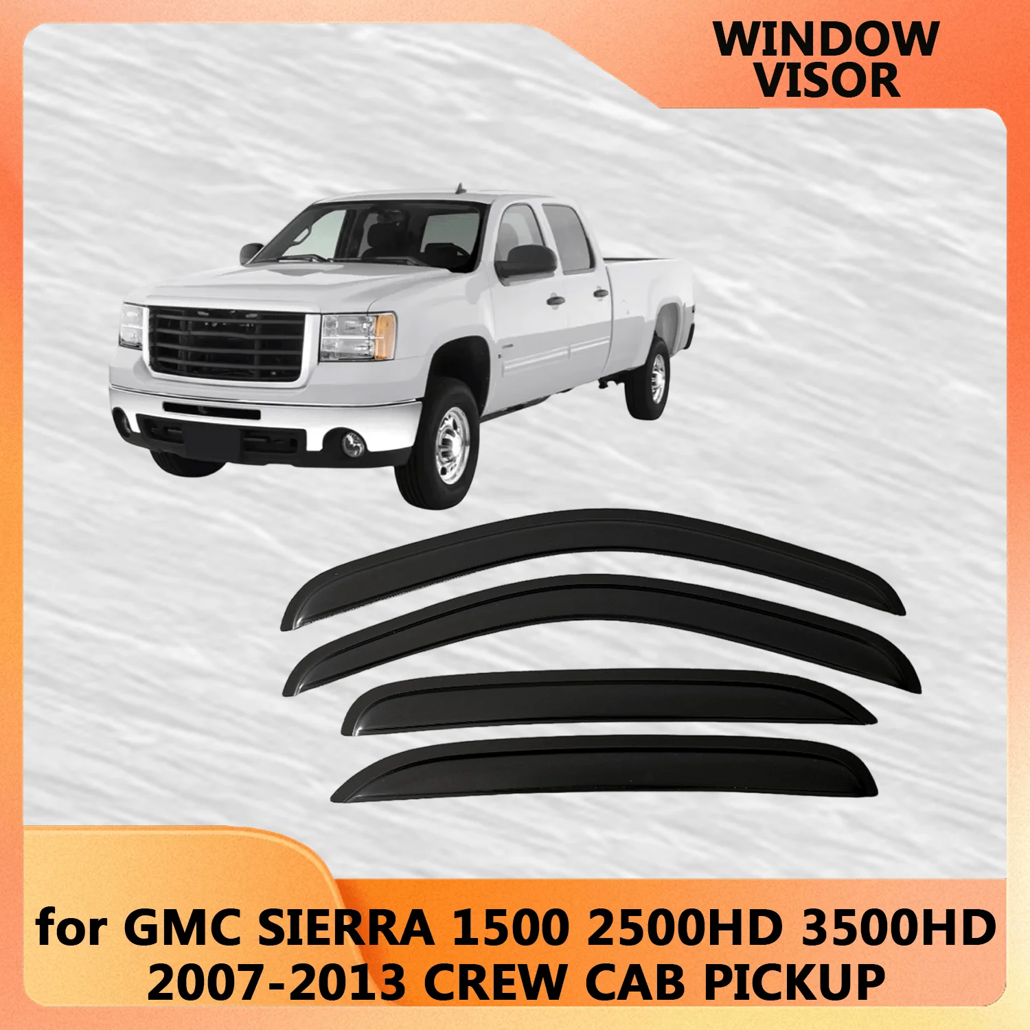 

Window Visor for GMC SIERRA 1500 2500HD 3500HD CREW CAB PICKUP 2007-2010 2011 2012 2013 Wind Deflectors Rain Guards Door Visor