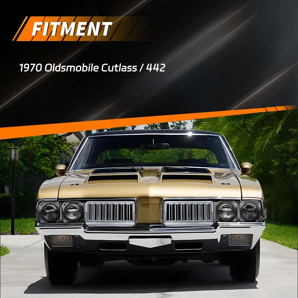 2Pcs Front Bumper ABS Plastic Hood Insert Grill Grille Shell For 1970 Oldsmobile Cutlass 442 F85 Hurst Olds W-30 W-31 models