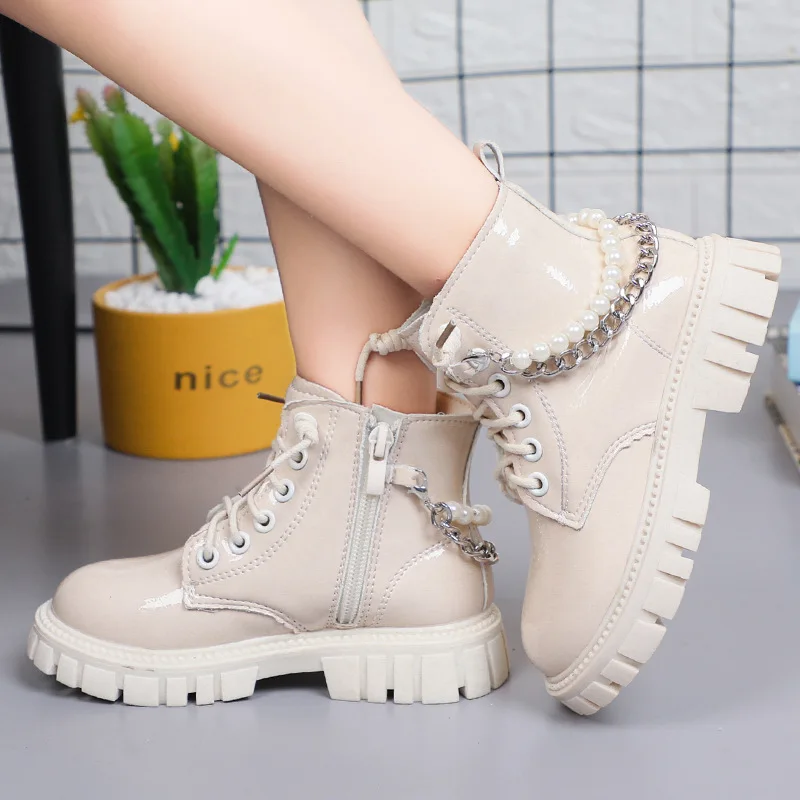 Girls Ankle Boots Autumn Winter Fashion Beautiful Princess Pearl Non-slip Performance Kids Boots Children Girl Shose