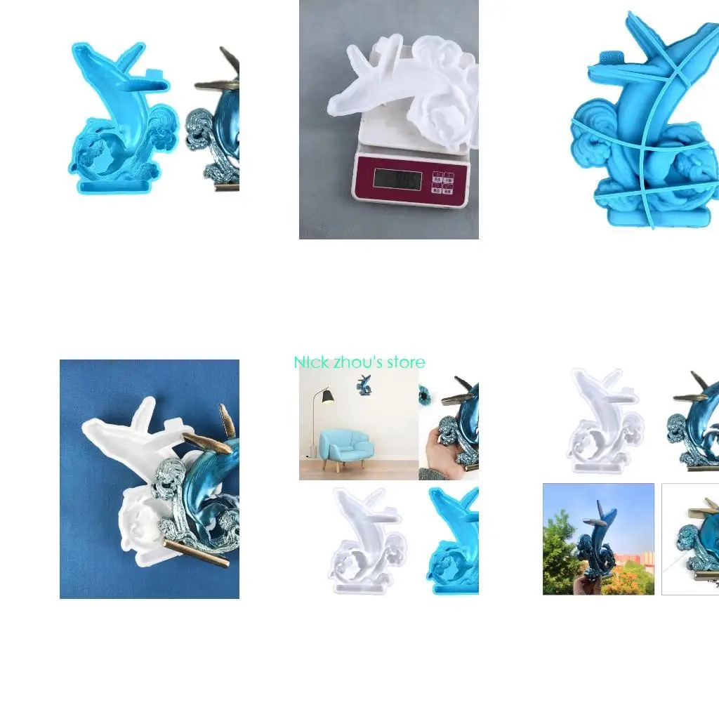 E15E Gypsum Three-dimensional Dolphin Ornaments Pendant Silicone Mold