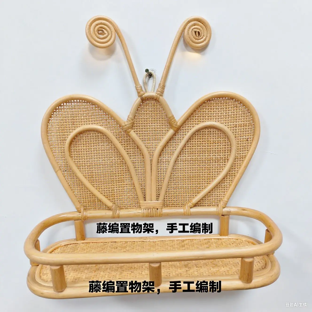 

Rattan hanger retro storage rack hanging on the wall wall hanging shelf bookshelf