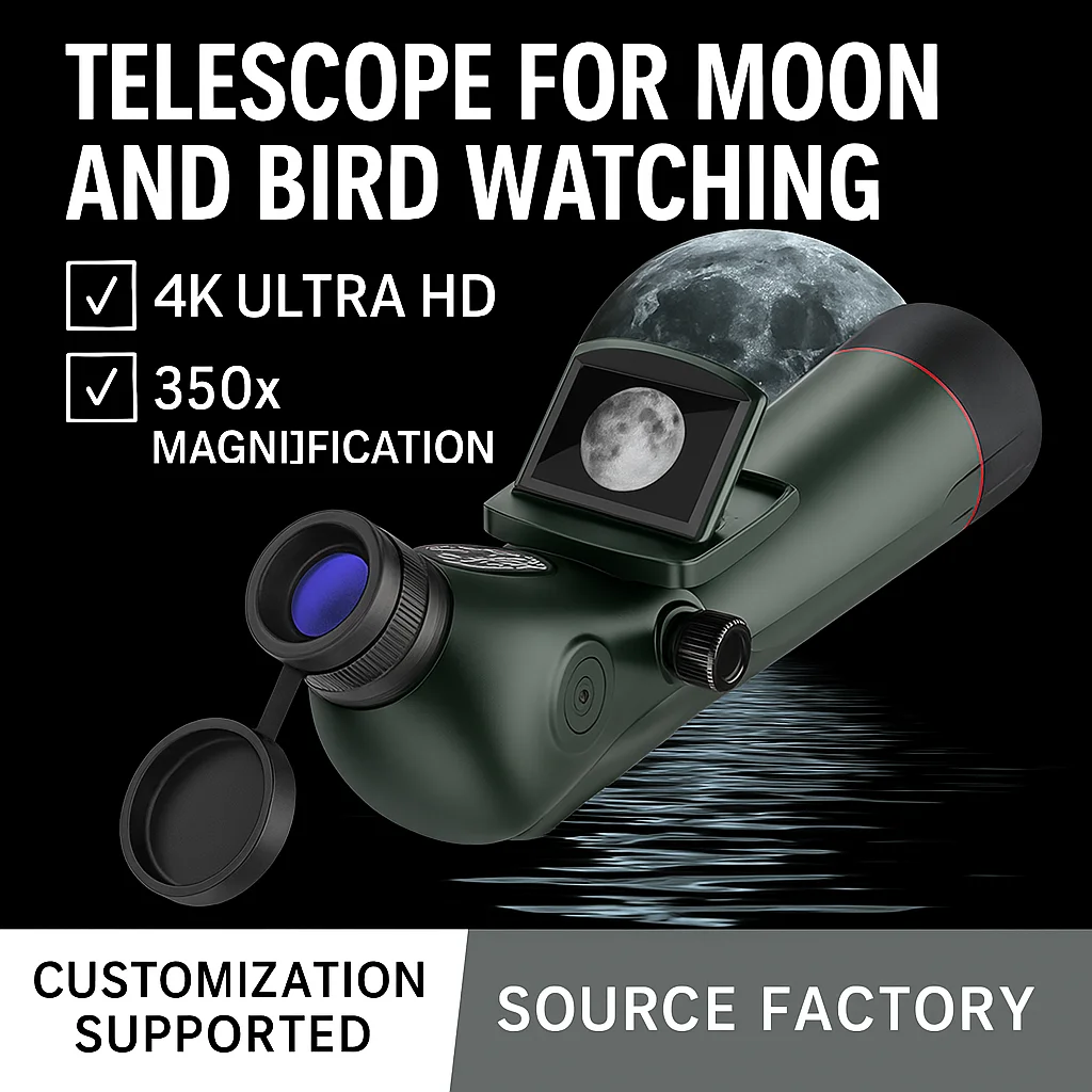 

SPXS-80 Monocular Telescope with LCD Screen and Tripod Clear Vision 350X Portable Astronomical Telescope for Nature Exploration