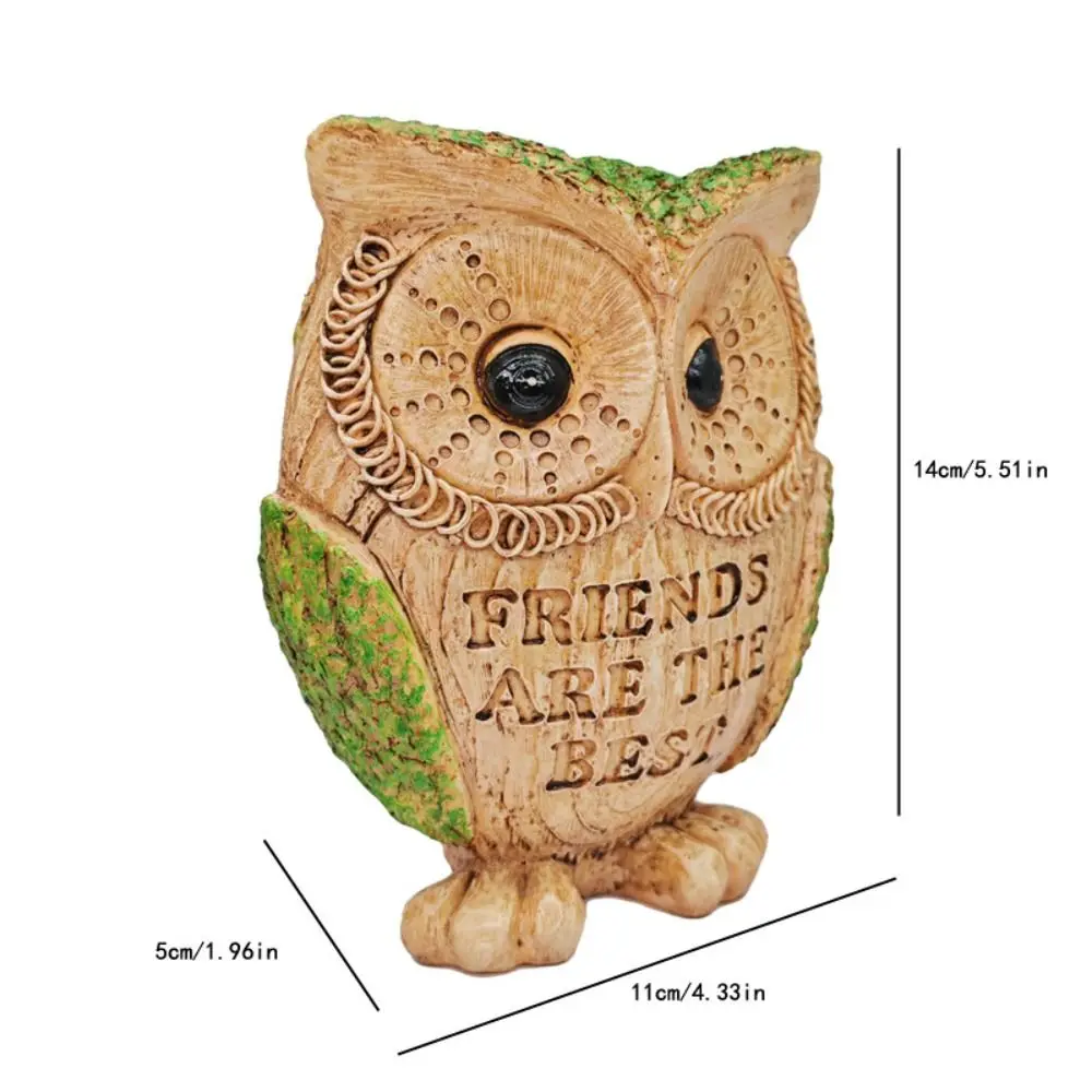 Micro Landscape Resin Owl Statue Cute Vivid Bird Miniature Figurine Retro Desktop Ornament Living Room