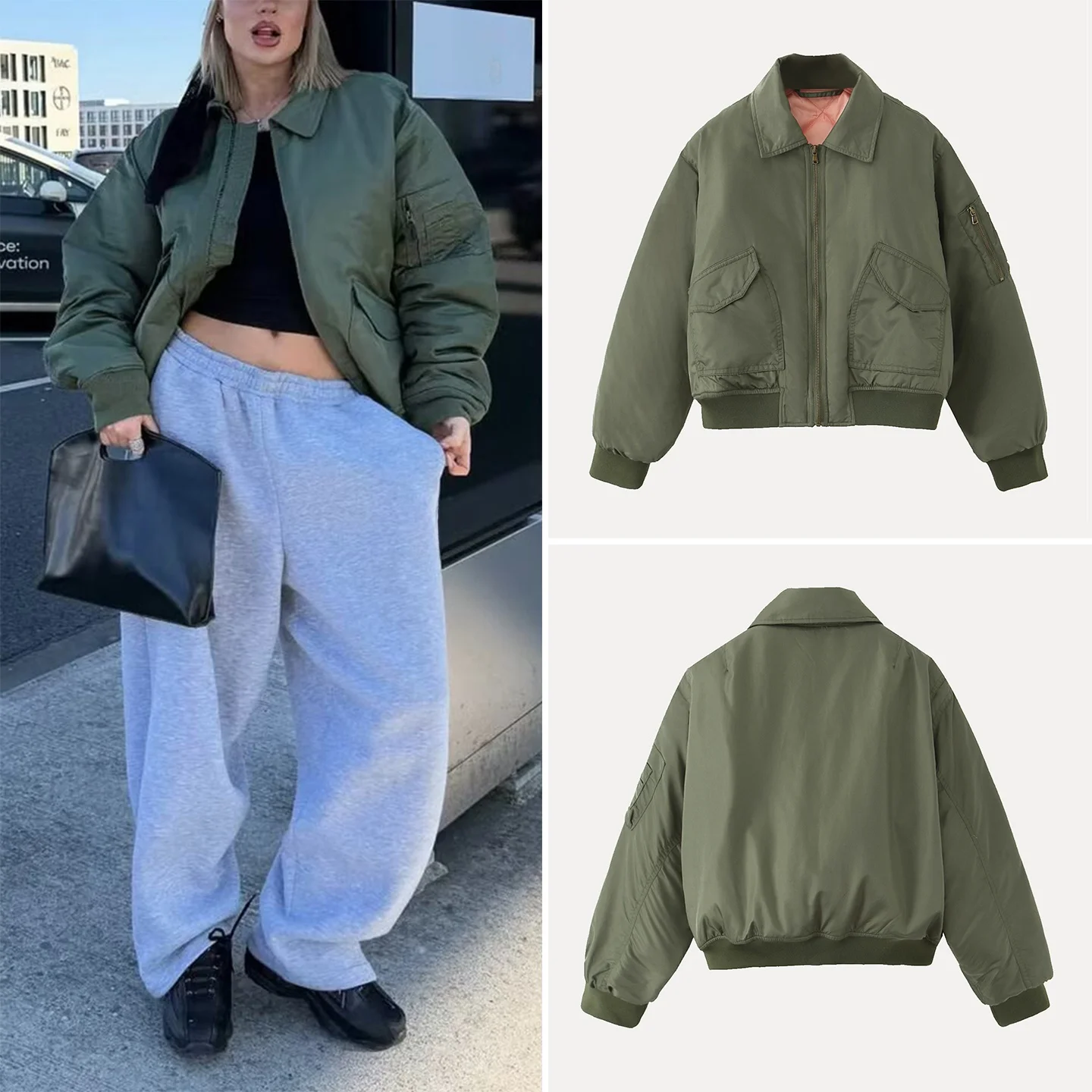 Casual Retro Biker Sle Jaet Baumwolle Mantel frauen Herbst Neue Faion Ele Freizeit Zipper Verschluss Lange Sve Farbe