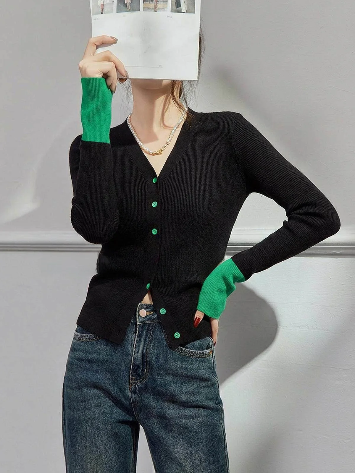 

Cé Brown V-Ne Bell Sve Sweater Women's Base Layer Top Uncle Casual Sle Long Sve Knitted Cardigan