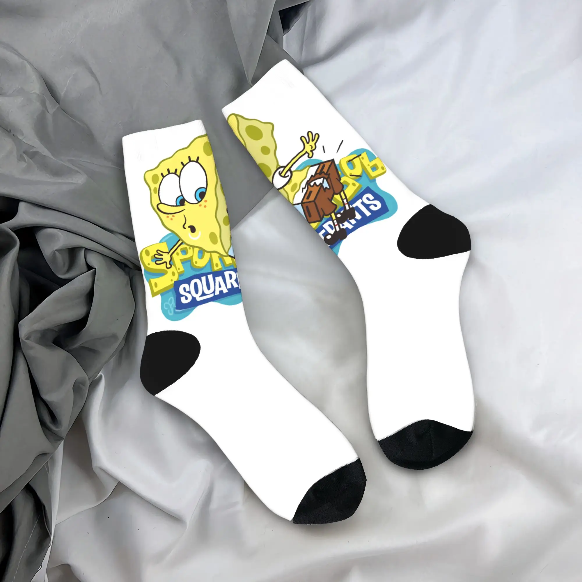 

Носки с Губкой Бобом для мужчин, средней мягкости, забавные, зимние, для бега, с защитой от пота, с графическим рисунком, подарок на день рождения
