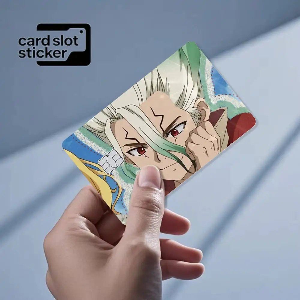 Cartoon Role S-Senku I-Ishigami  Credit Card HD Stickers Small Chip Waterproof Sticker Game Card Decal Gift