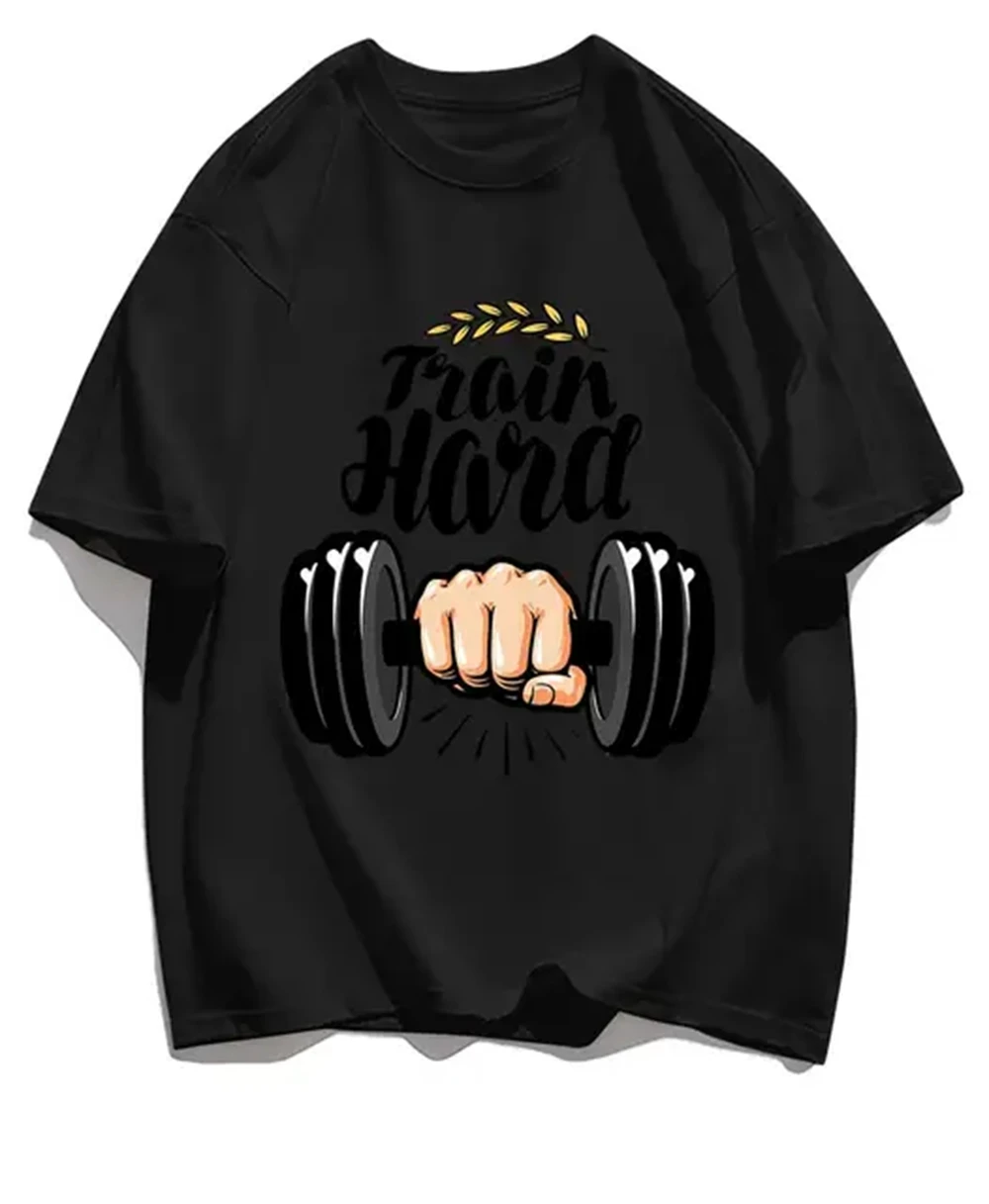 T Shirt Men Mens Clothing T Shirt Homme Mens Hand With Dumbbell Gym Fitness Sport Label  Y2k Tops Tshirt Haikyuu Graphic 10430