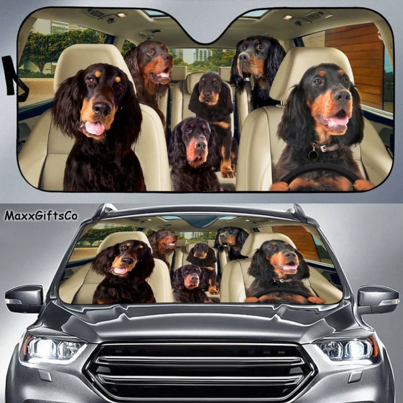 

Gordon Setter Car Sun Shade, Gordon Setter Windshield, Dogs Family Sunshade, Dogs Car Accessories, Car Decoration, Dogs Lovers