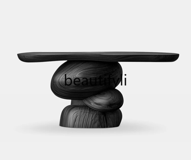 

Black solid wood entrance table art design senior entrance entrance table against the wall end view side table