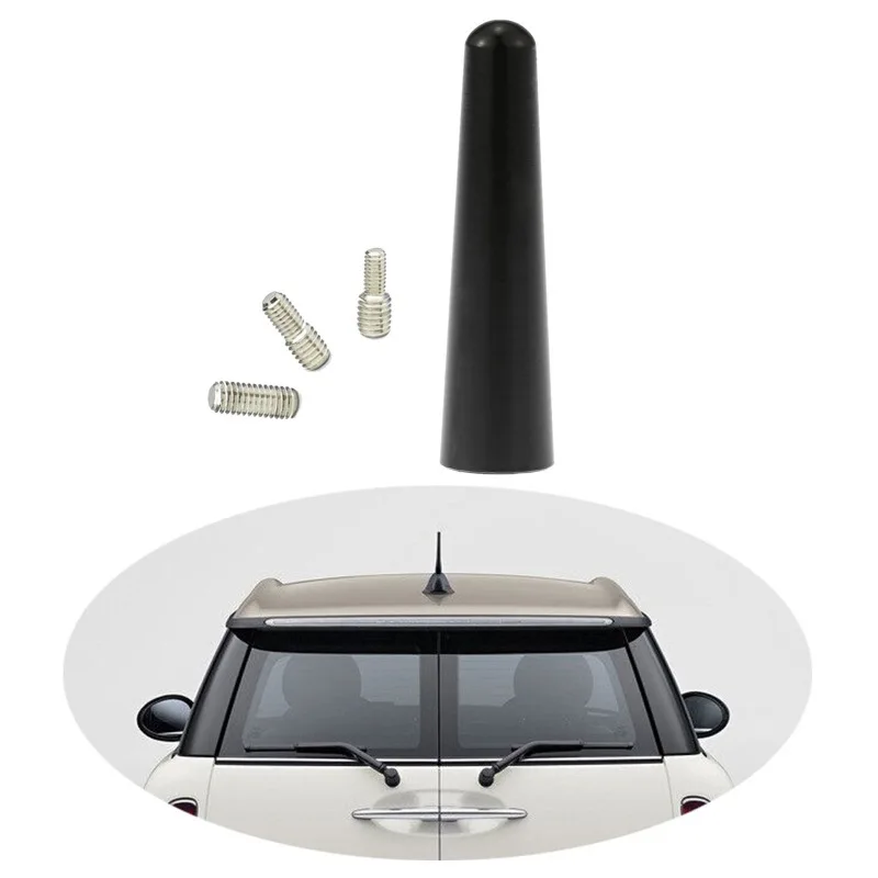 Car Short Antenna Replacement Universal Black Radio Antenna with Adapter Screws for Mini Cooper & Most Cars