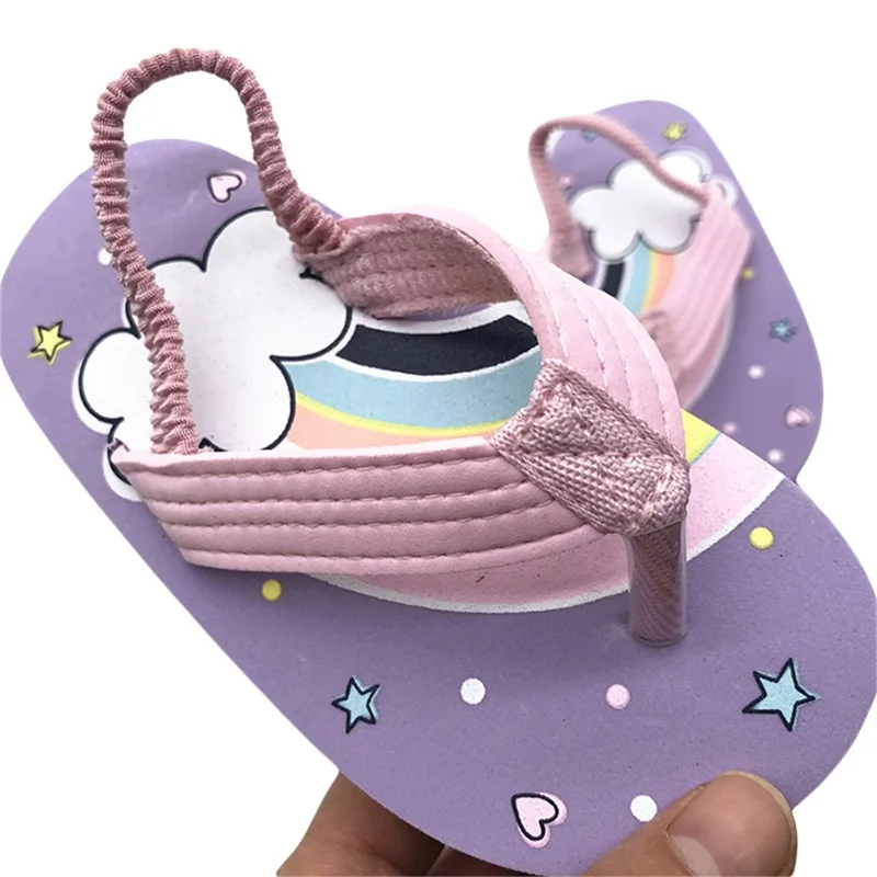 Tongs d'été coordonnantes pour filles, sandales à glissière de dessin animé, chaussures plates à séchage rapide pour les vacances à la plage