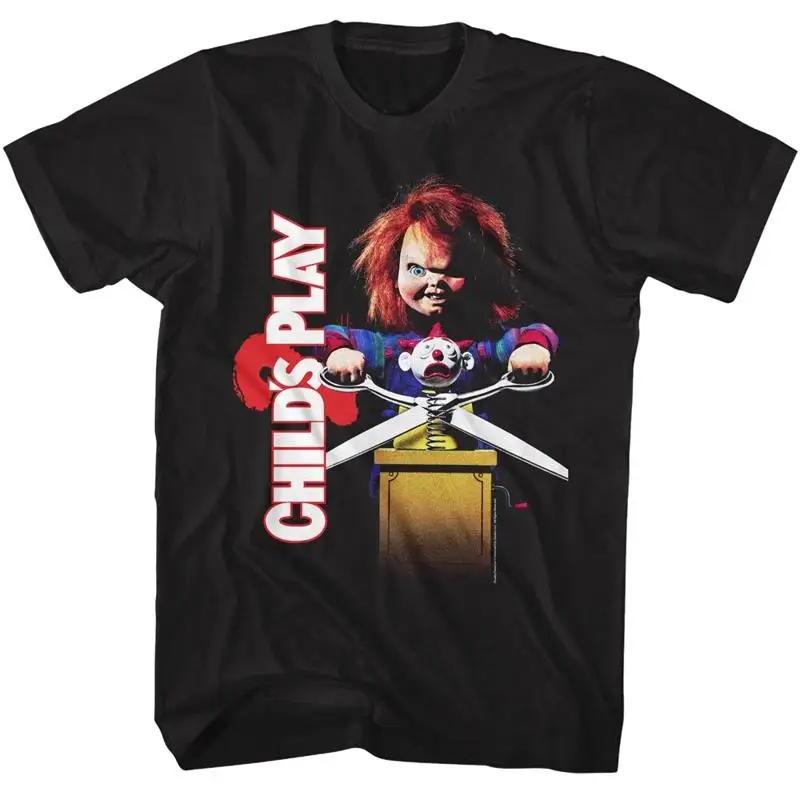 Childs Play 2 Movie Poster Men's T Shirt Chucky Scissors Cutting Toy Jack in the