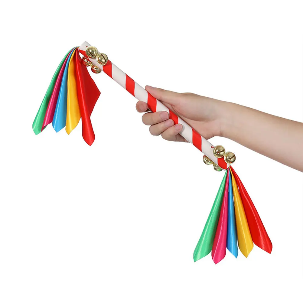 

2 Pcs Flower Stick Bell Kids Cheerleading Props Eye-catching Cloth Smooth Ring Portable School Sports Dancing Match Property