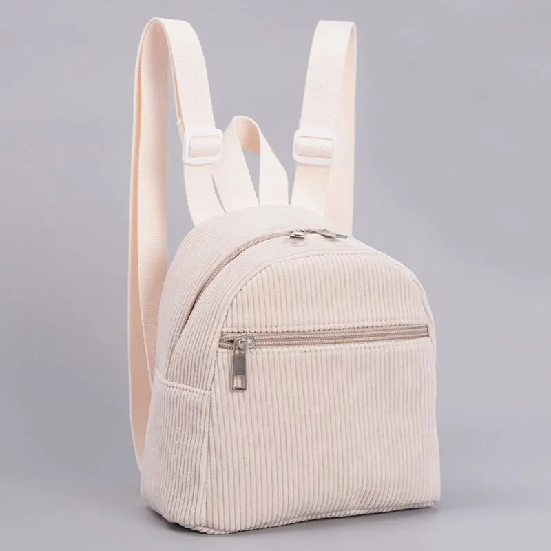 Kids Minimalist Corduroy Classic Casual Backpack Cute Mini High Quality Travel Women's Bag