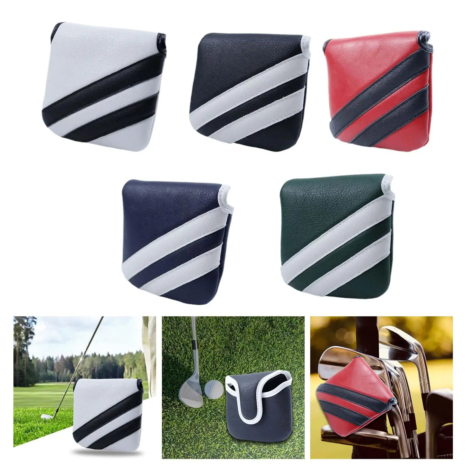 PU Golf Mallet Putter Head Cover Wrap Sleeve Head Protector Protective Guard Universal Golf Club Headcover for Most Putter