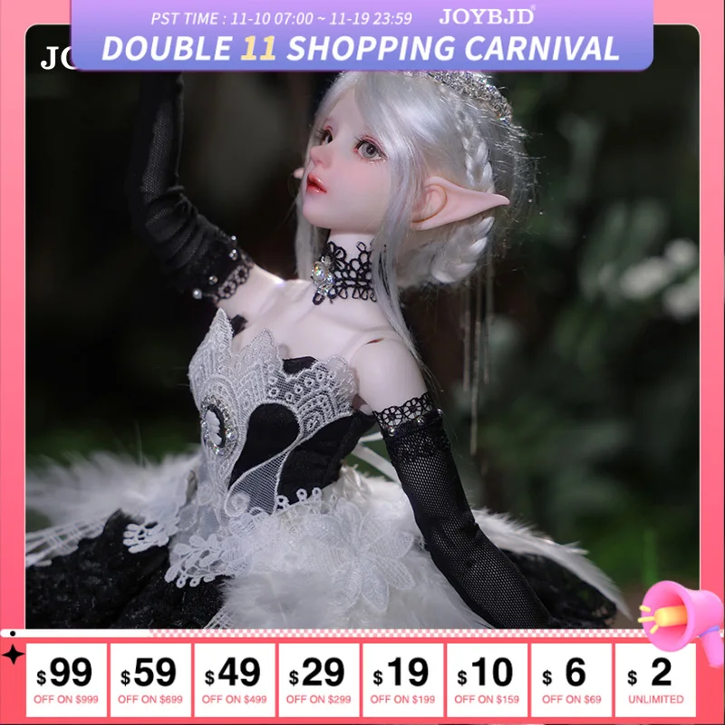 

Joybjd Yeva 1/4 Bjd Doll LDS Black Swan Small Forest Elf Of Fairy Elf Ears Tentacle Resin Doll