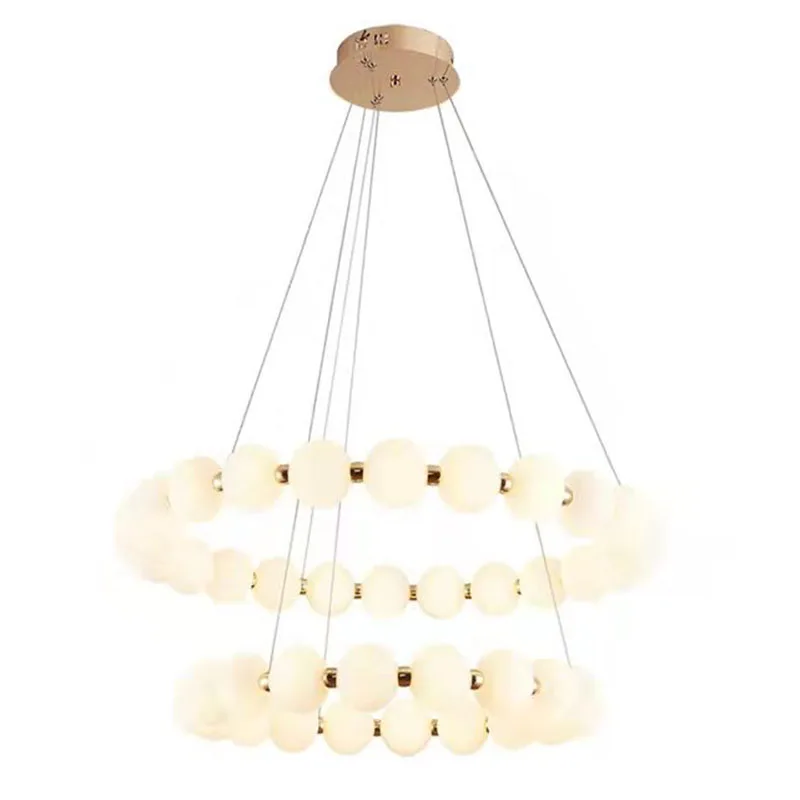 Imagem -06 - Cobre de Luxo Led Lustres Branco Acrílico Bola Salão Pendurado Lâmpada Sala Jantar Quarto Iluminação Cabo Ajustável