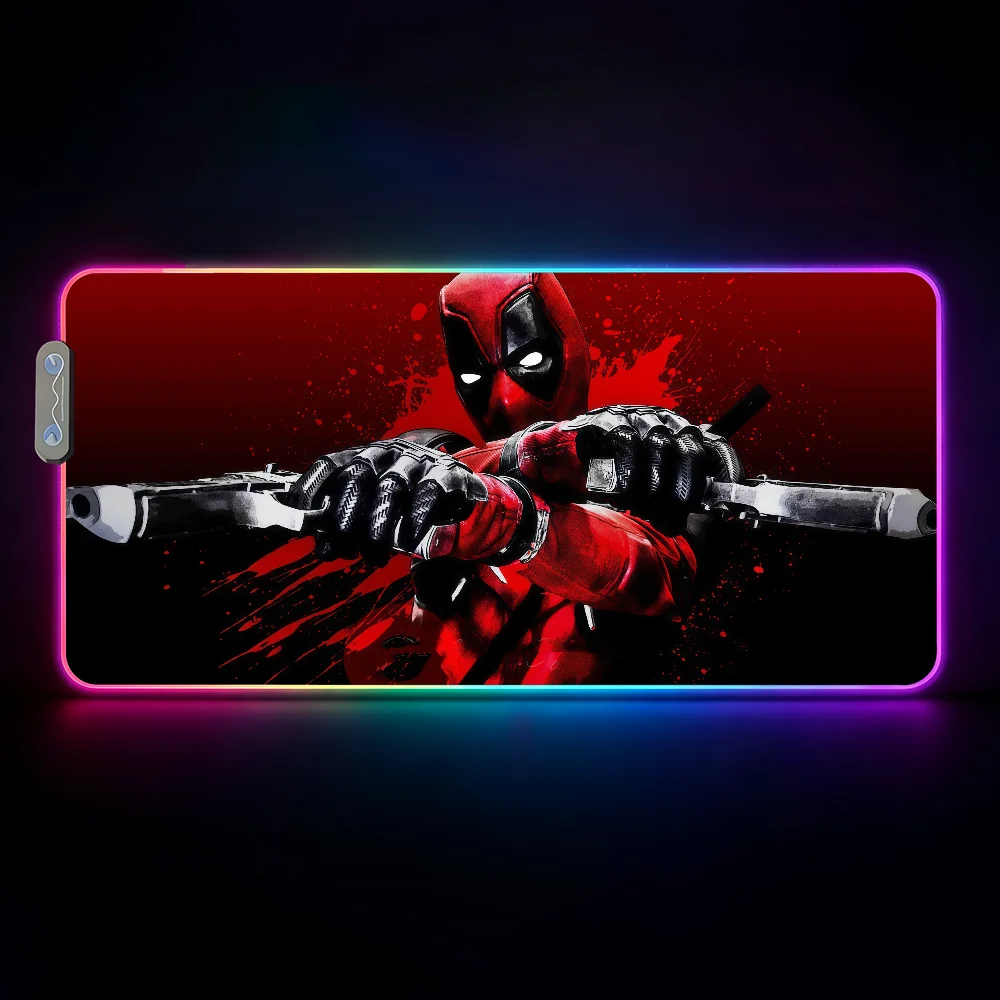 

Коврик для мыши с RGB-подсветкой, водонепроницаемый, для игр, с цветной LED-подсветкой, нескользящий, для клавиатуры, D-Deadpool