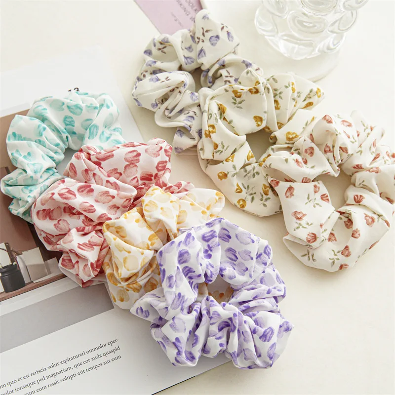 Hair Accessories Girl Women Ladies Hair Tie Striped Girl Fashion Floral Design Scrunchies Ponytail Hair Female Holder Rope