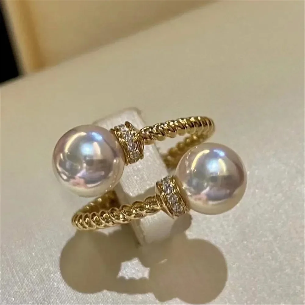 Solid S925 Sterling Silver Pearl Ring Setting For Women DIY Handmade Adjustable Ring Material Fine Jewelry Accessories SJ011