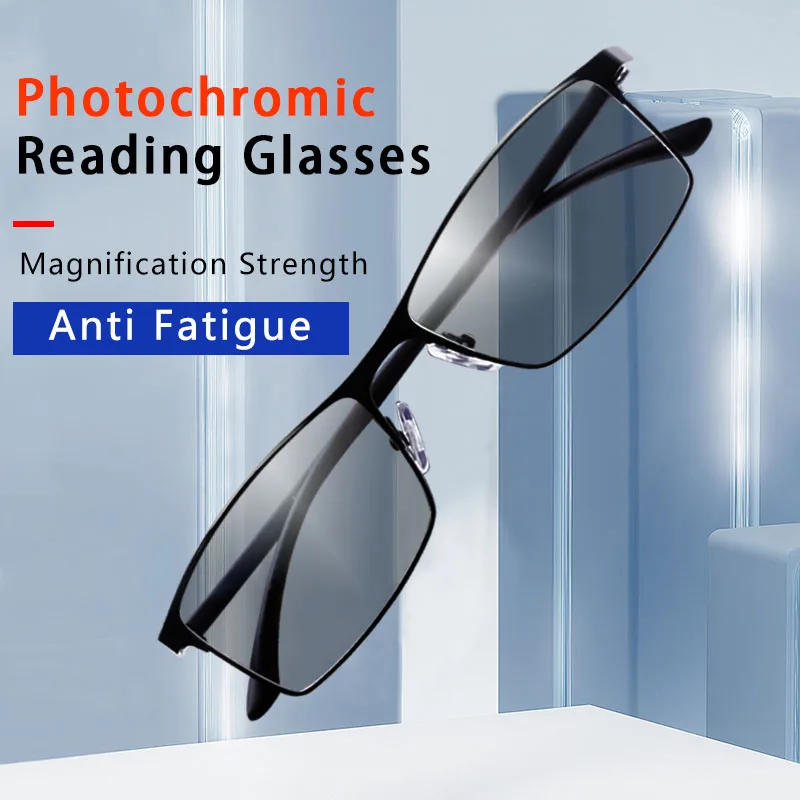 

Photochromic Sunglasses Reading Glasses for Men, Tinted Presbyopic Eyeglasses, Change Grey Sunny,Magnifying Glasses