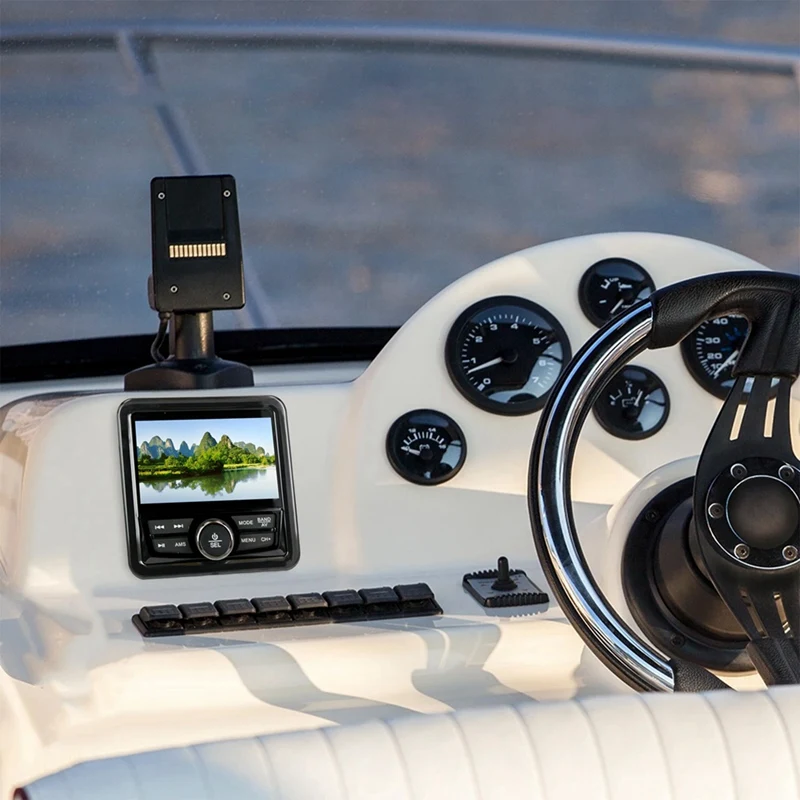 Kapal Radio laut, perahu Stereo Bluetooth FM AM Digital Media Audio Player tahan air untuk Yacht ATV UTV kereta Golf bagian sepeda motor