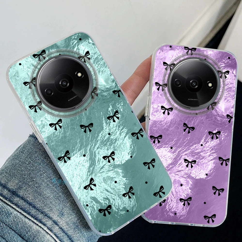 

Cute Bowknot Circle Dot Print Girls Phone Case For Xiaomi Redmi 15C 14C 13C Note 15 14 13 12 11 10 9 8 Pro A3 A2 A1 Women Cover