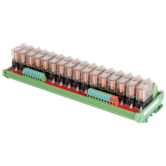 

Ginri JR-16L2 Interface Relay Module 16 Channel DPDT DIN RAIL Mount JR-16L2/ DC24V