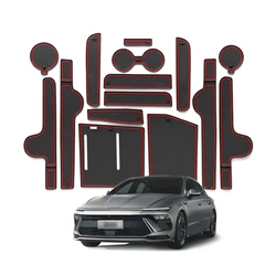 for Hyundai Sonata 2024 Anti-Slip Gate Slot Mat Door Groove Pad Cup Holder Interior Accessories Rubber Coaster 15PCS/set