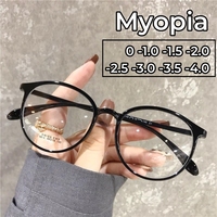 Transparent Ultralight TR90 Myopia Finished Glasses Anti-blue Light Short-sighted Eyeglasses Round Small Frame Diopter Eyewear