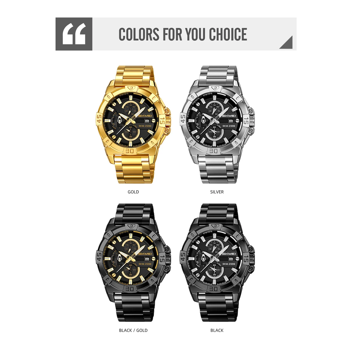 ساعة توقيت مقاومة للماء من SKMEI، ساعة كوارتز لتاريخ الأسبوع للرجال والنساء، ساعة يد عصرية للأعمال الكلاسيكية بشريط من الفولاذ المقاوم للصدأ