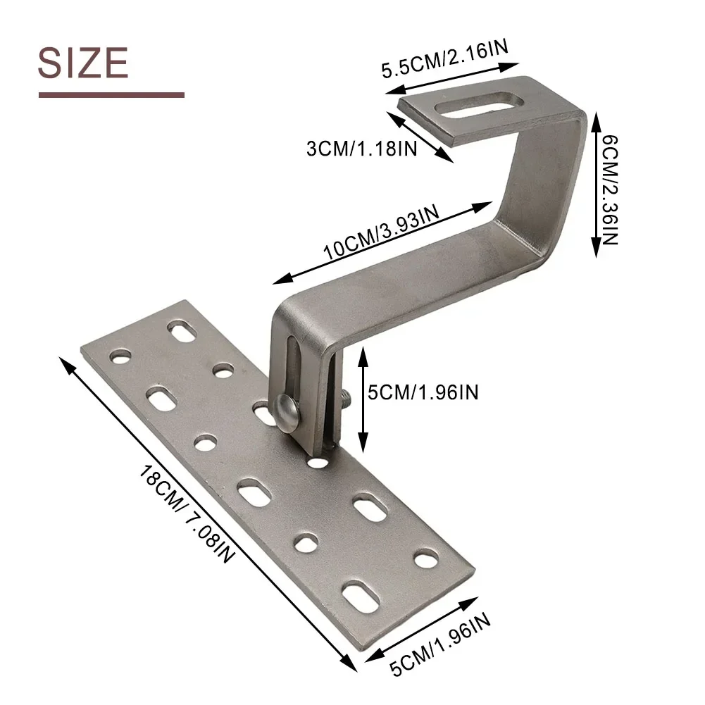 Brand New Industry PV Hook Photovoltaic Hook 2-Way 304 Stainless Steel Adjustable Photovoltaic Solar Roof Hooks