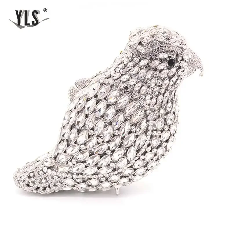 Vintage women's new unique handbag fashion wholesale bird rhinestone handbag and wallet wedge bridal wallet