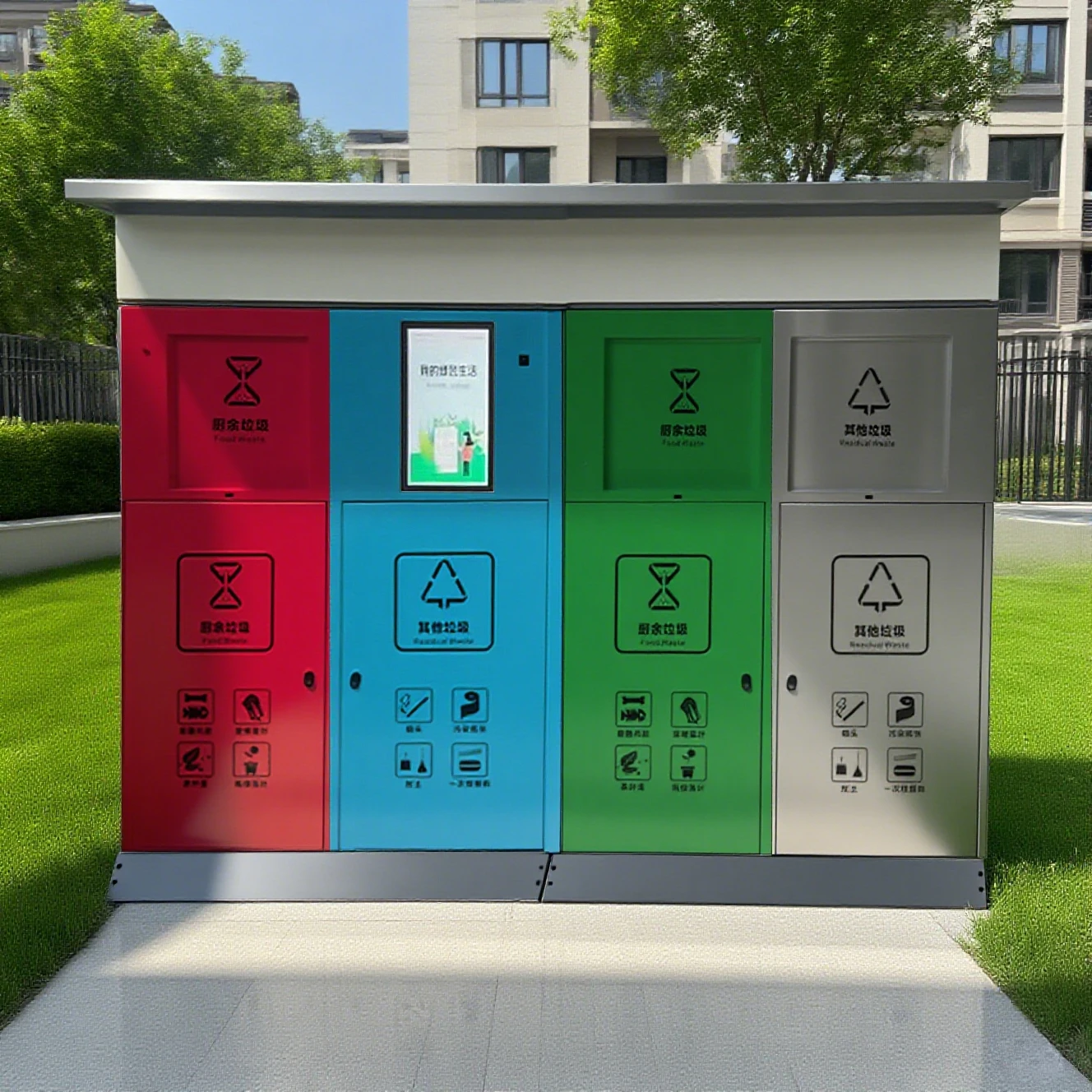 

Умный мусорный бак для общественного отдыха с 4 отделениями, водонепроницаемый датчик сортировки мусора, мусорная корзина, умная корзина для переработки