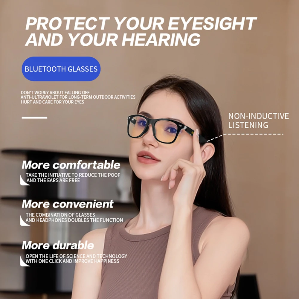 MZ08 Sport Smart Wearable Headset BT Audio Call Wireless Touch Voice Assistant Men Smart Glasses for Driving Cycling