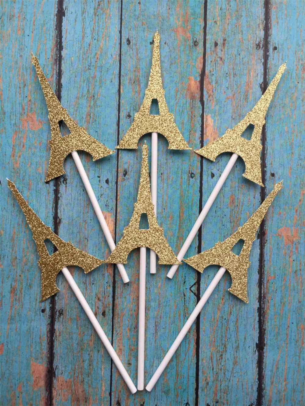 24pcs Paris Theme Cupcake Topper, Eiffel Tower Cupcakes, Bridal Shower Cupcake Toppers, Wedding Cupcake, Parisian Cupcakes, Gold